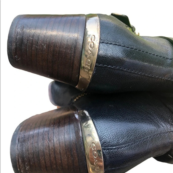 COACH PAULINE ANKLE ZIP BLACK LEATHER BOOTS - Picture 4 of 7